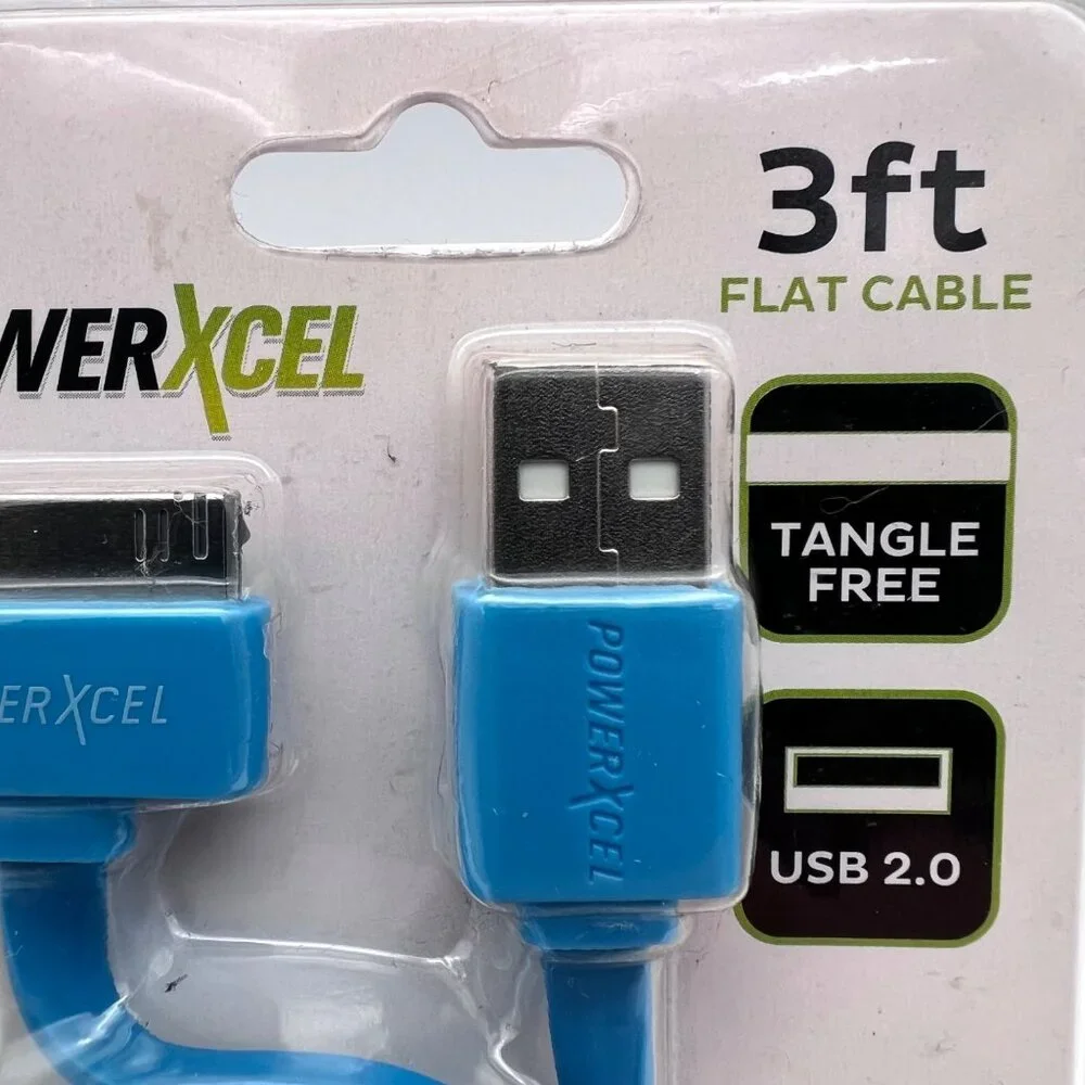 PowerXcel 3ft Flat 30-Pin To USB Sync & Charge Cable For iPhone/iPad/iPod New